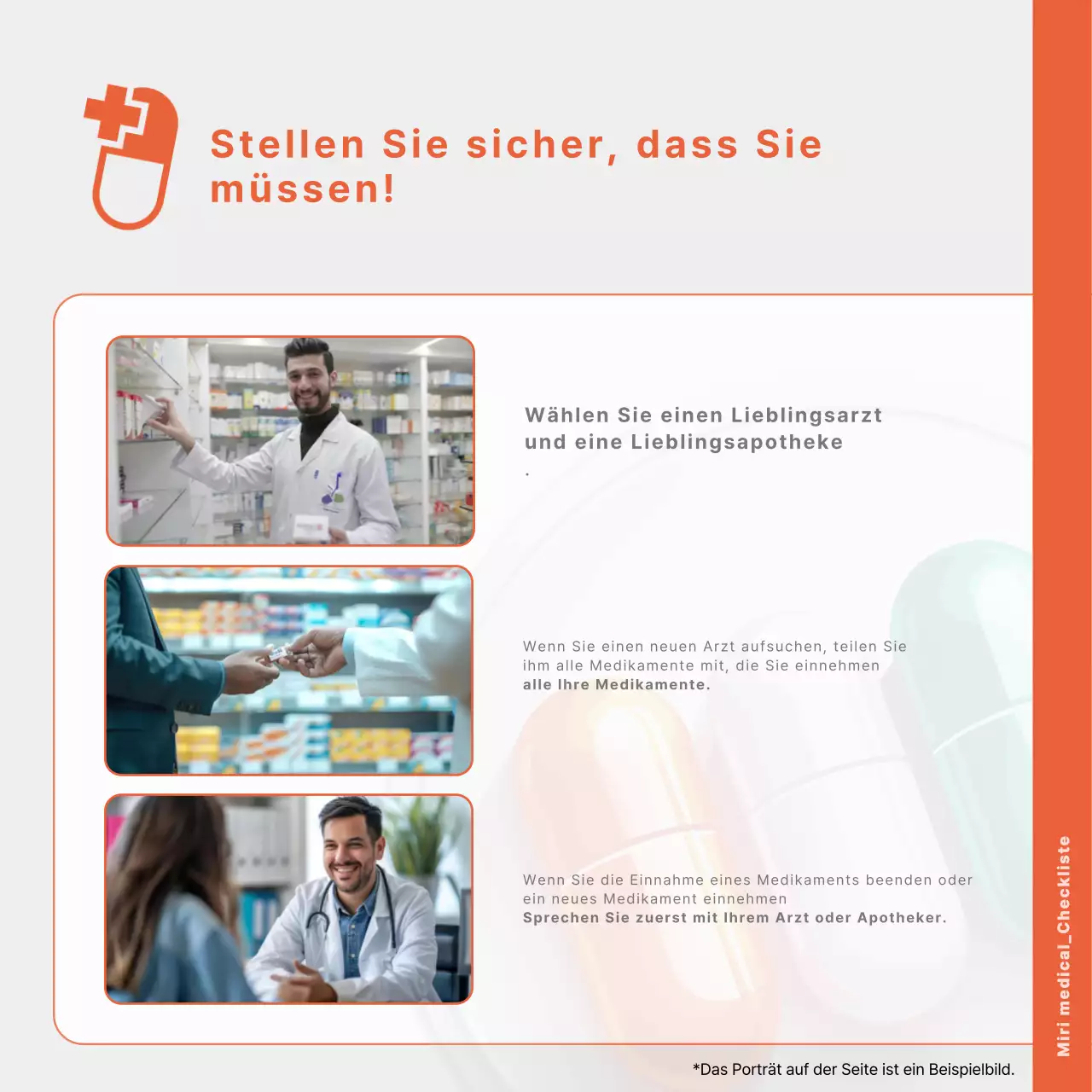 Ein einfacher, orangefarbener Leitfaden für die richtige Anwendung von Arzneimitteln