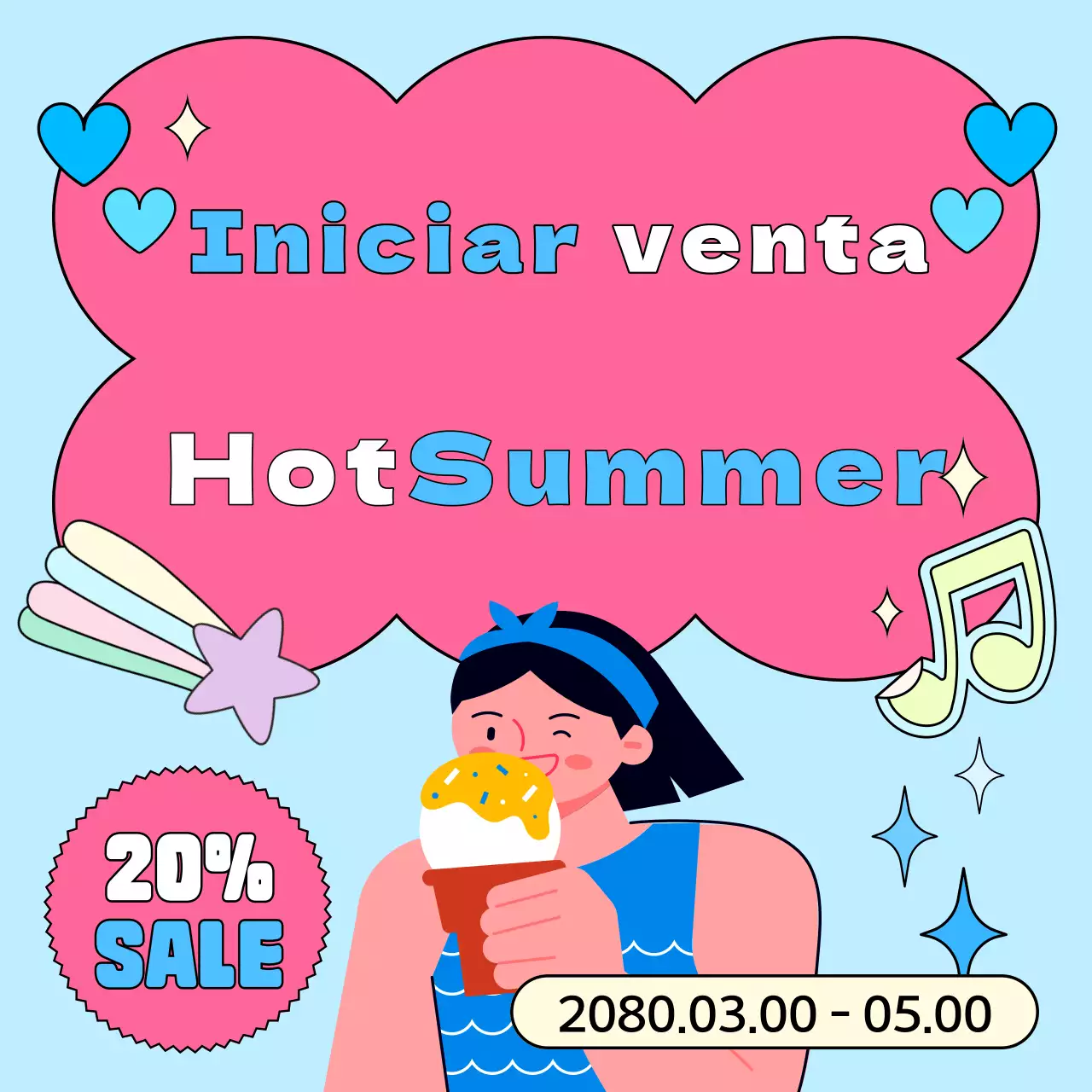 Eventos veraniegos kitsch en azul claro y rosa