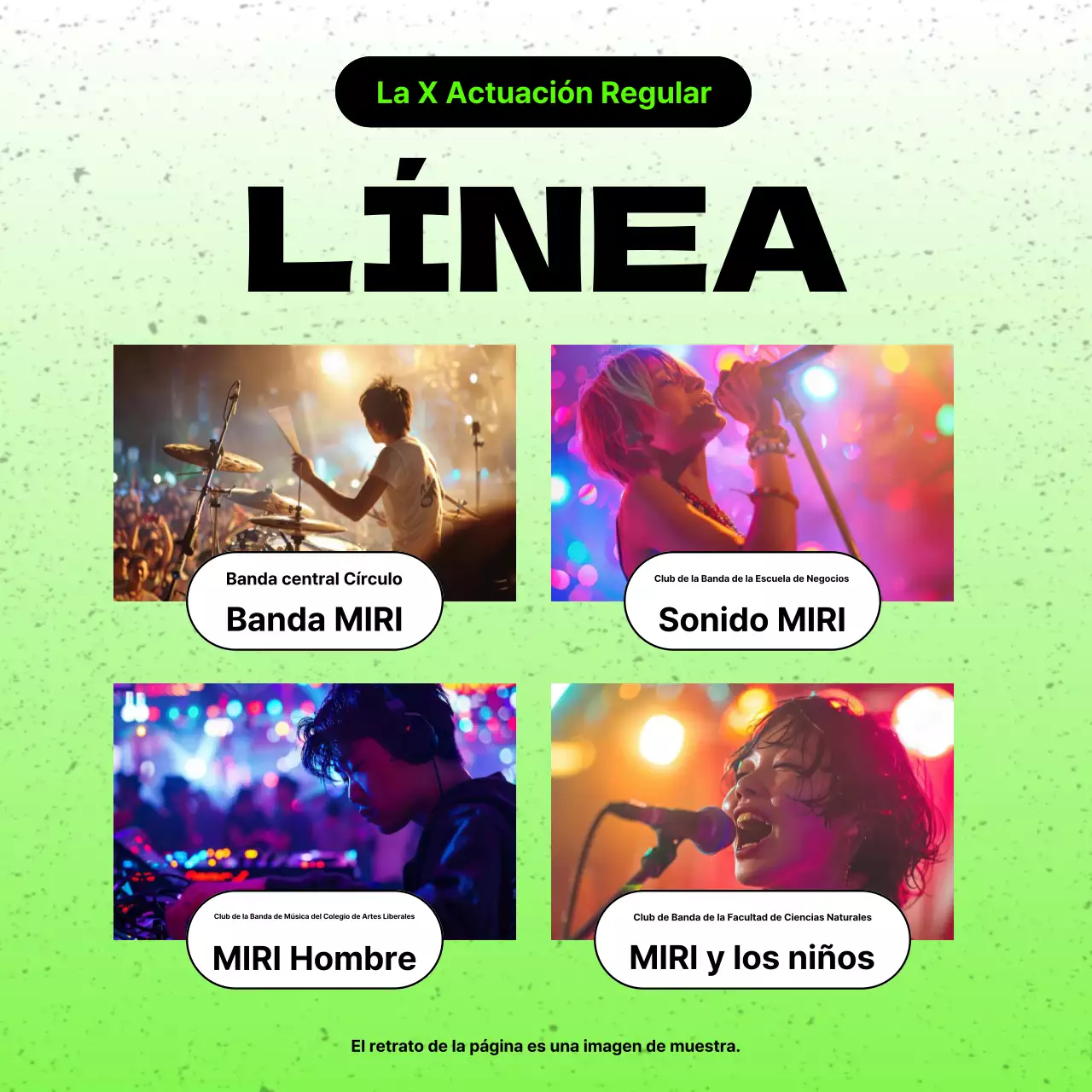 Promover las actuaciones regulares de los clubes universitarios negros y verdes de moda