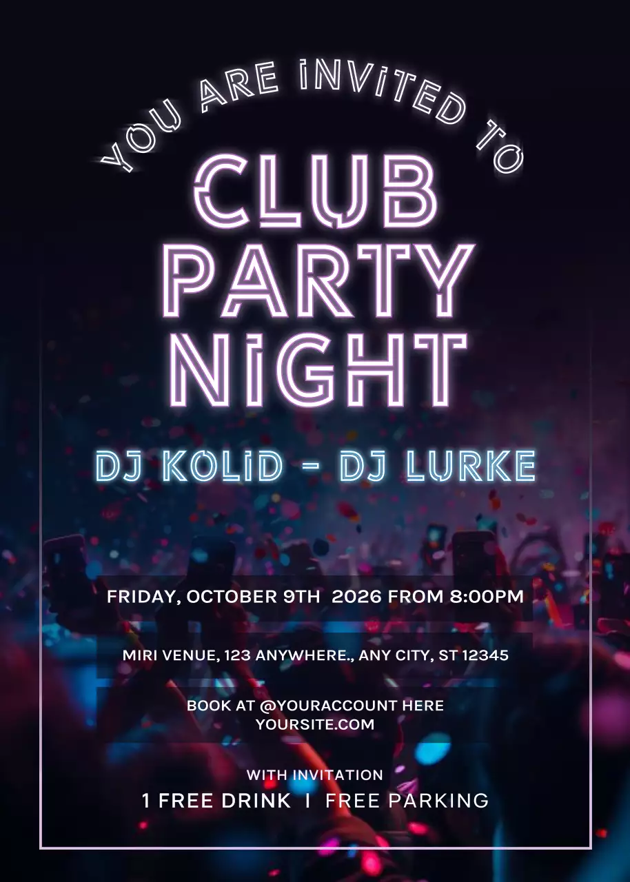 Poster Mời Tiệc Thời Trang Màu Tím