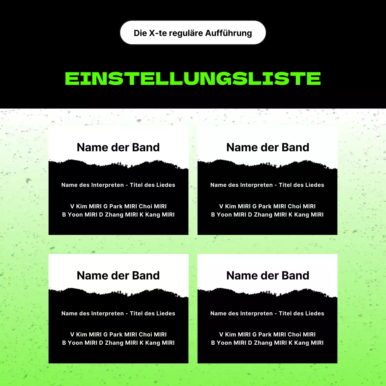 Förderung regelmäßiger Auftritte der angesagten schwarz-grünen Universitätsclubs