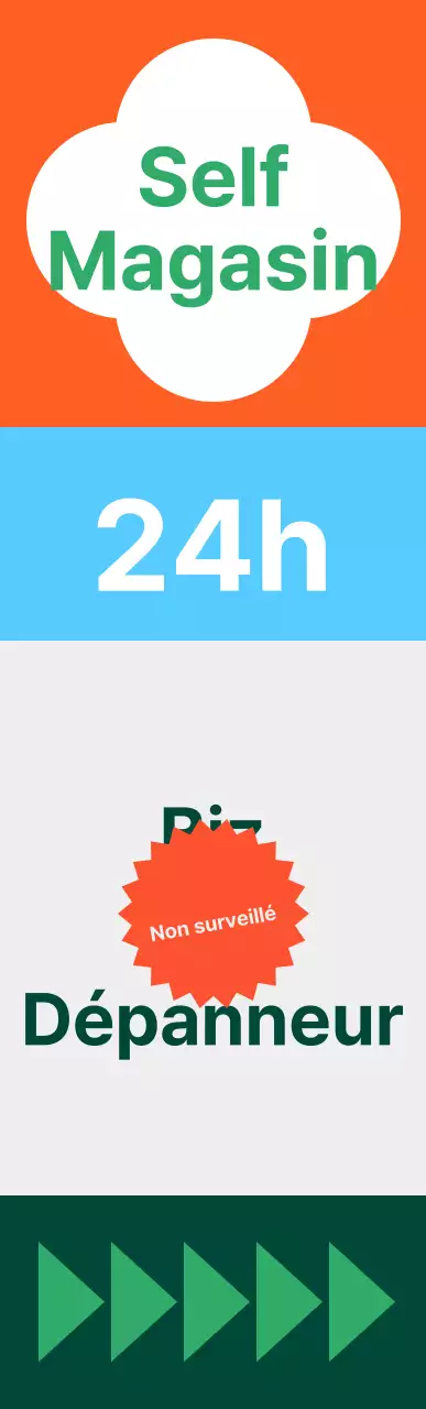 Enseigne aérienne carrée de dépanneur aux couleurs vives, de taille moyenne