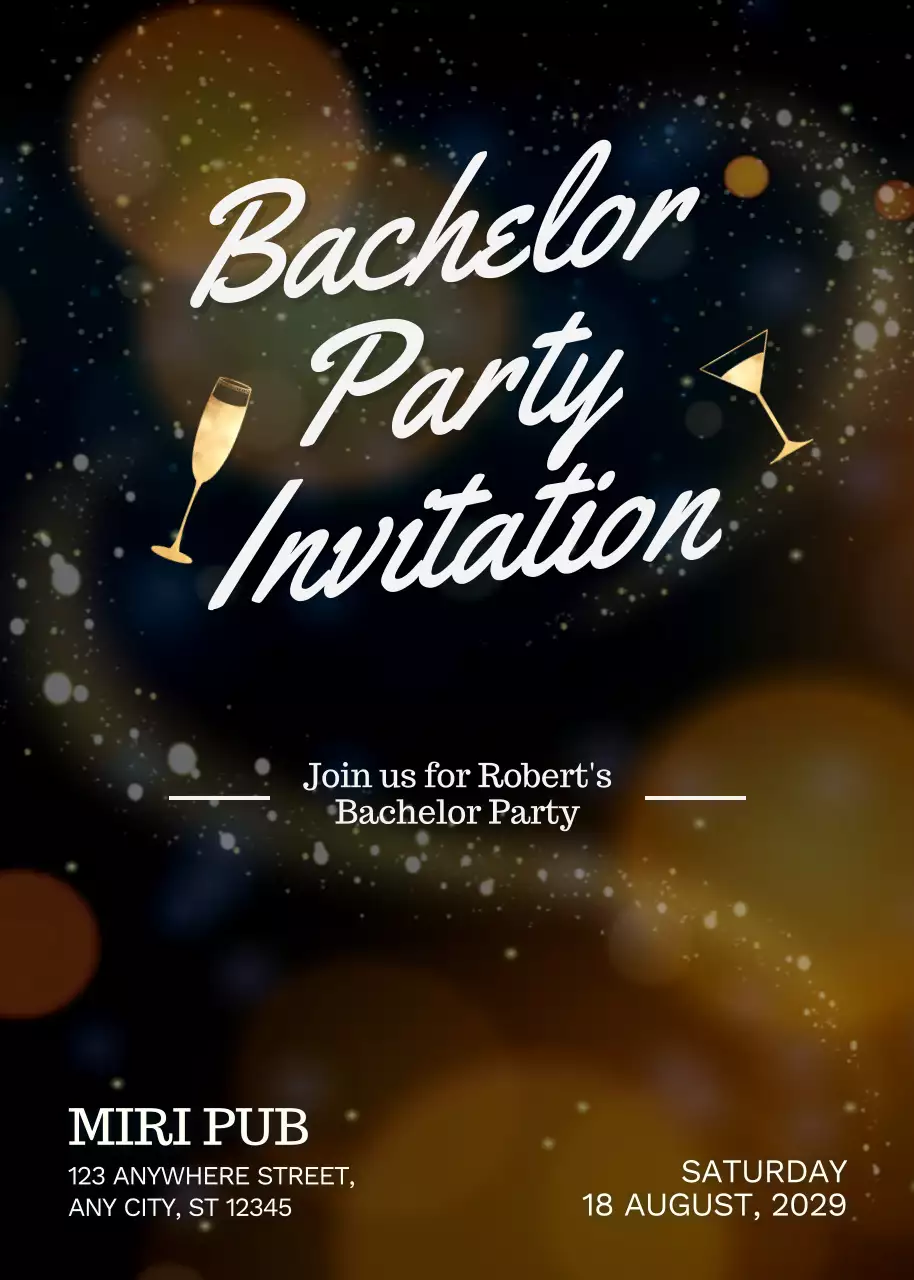 Thiệp mời tiệc độc thân Black Fancy