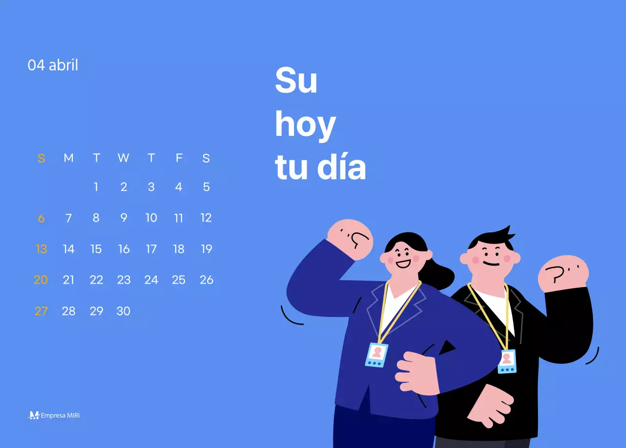 Calendario motivacional con ilustraciones llenas de energía y citas positivas sobre fondo azul claro