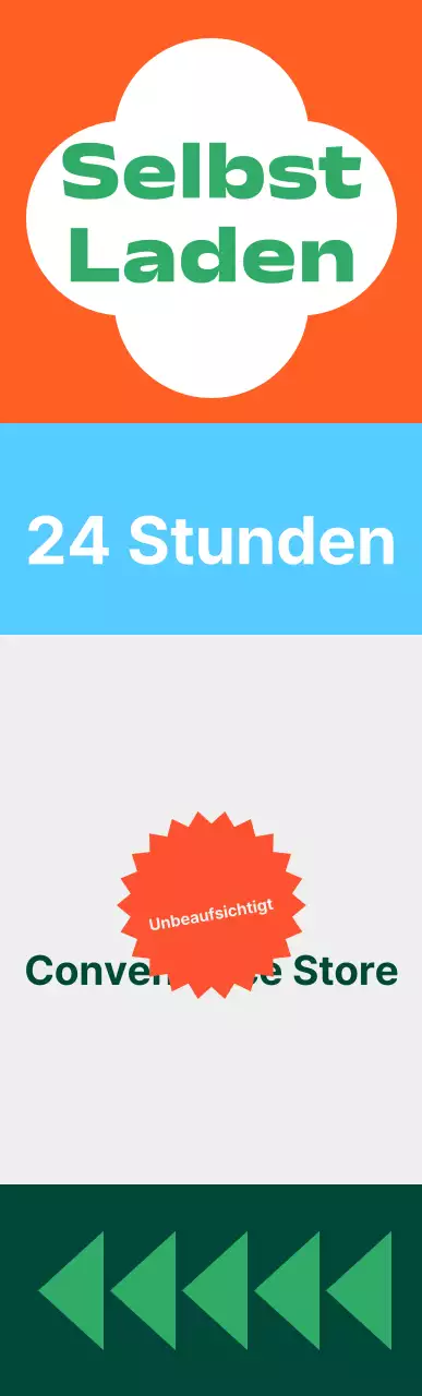 Lebendig gefärbtes gemustertes Convenience-Store-Quadrat-Luftzeichen mittlerer Größe