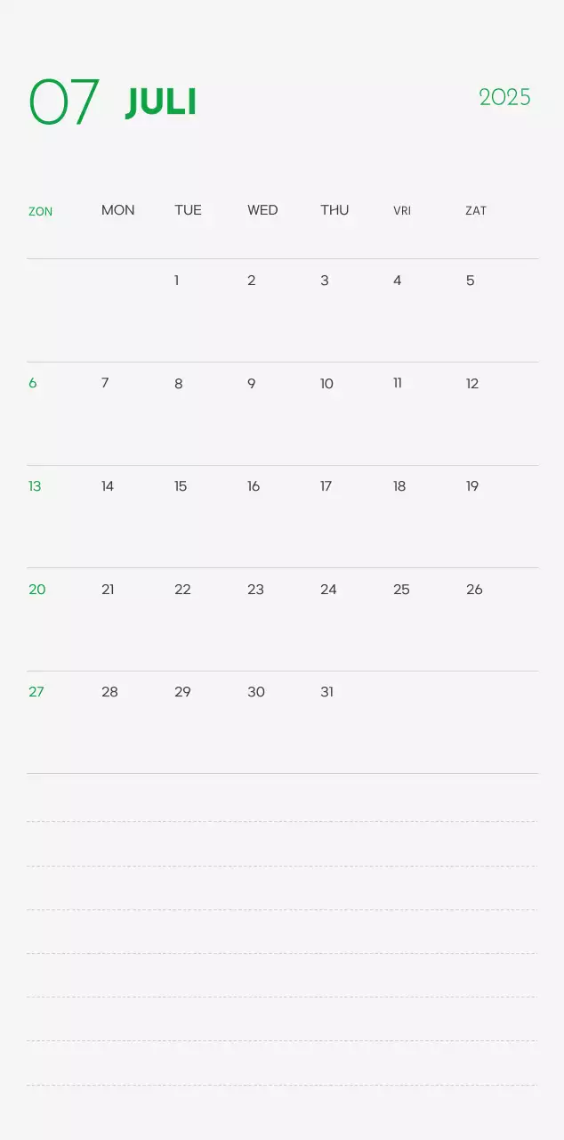 Een kalender met een puppyfoto en een schattige boodschap in groene accentkleur