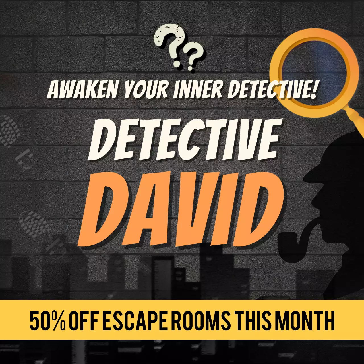 Orange Retro Detective Promotion Social Media Post