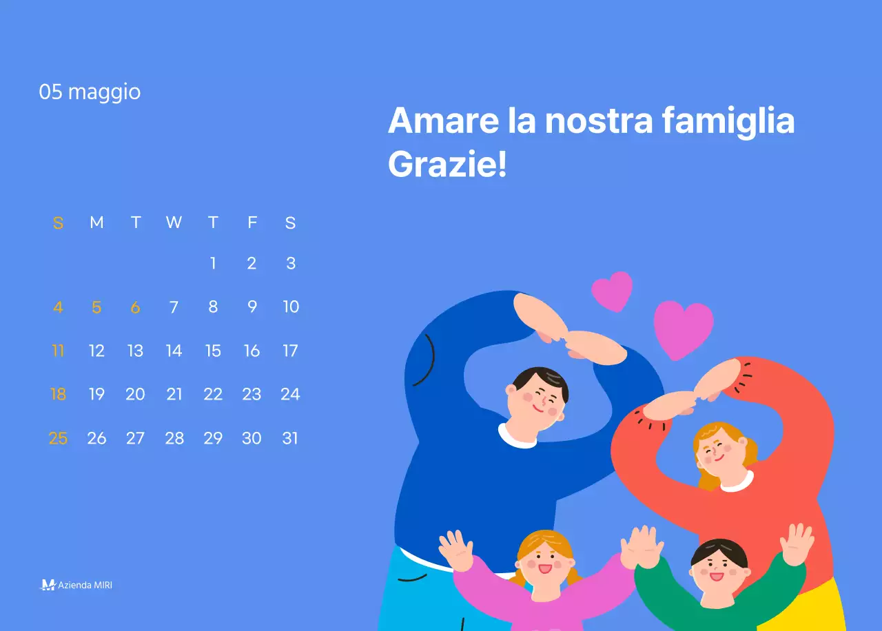 Calendario motivazionale con illustrazioni energetiche e citazioni positive su sfondo azzurro