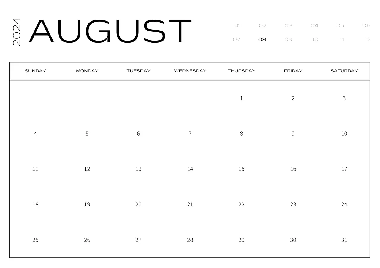 白黒 シンプル カレンダー 予定表 ポスター