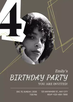 Grey Modern Birthday Invitation Poster