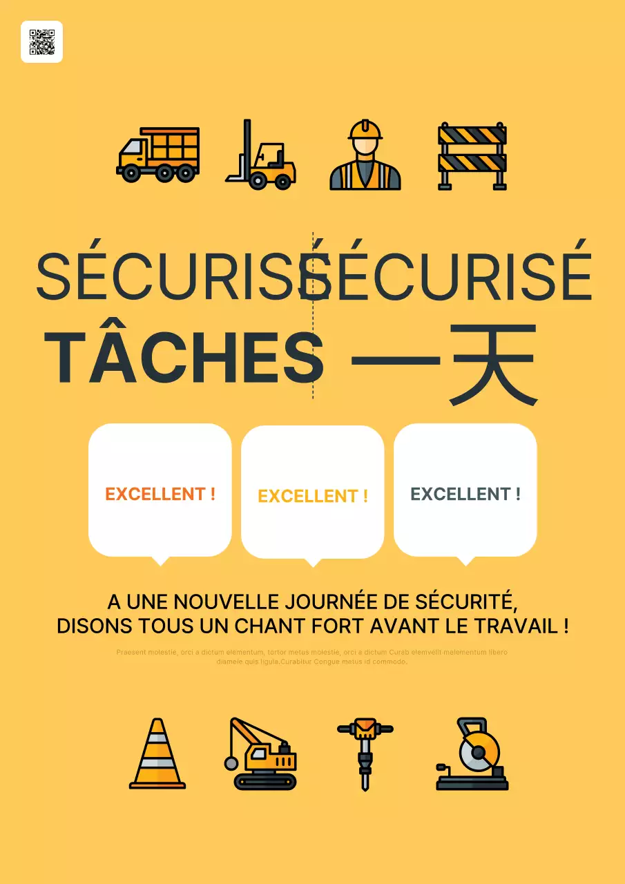 Promouvoir des slogans minimalistes sur la sécurité au travail en jaune et noir