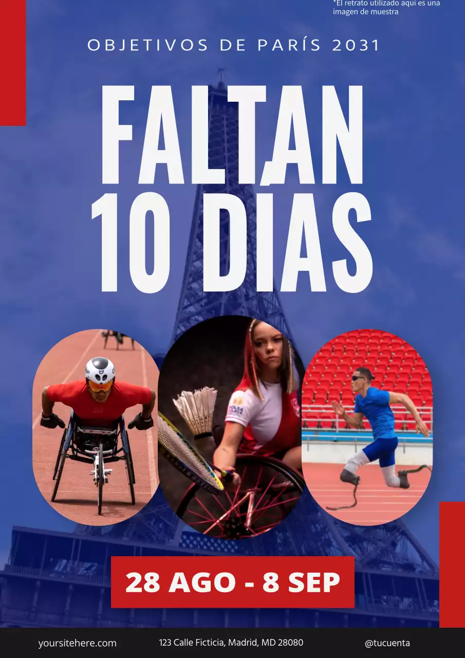 Flyer de evento deportivo en rojo y blanco