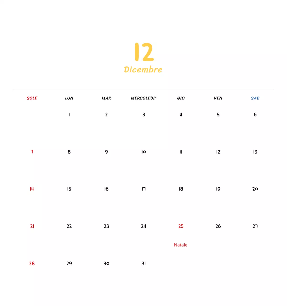 Calendario di Capodanno con simpatiche illustrazioni