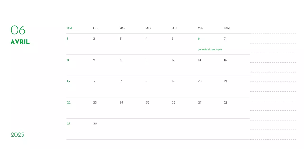 Un calendrier avec une photo de chiot et un message mignon dans une couleur verte.