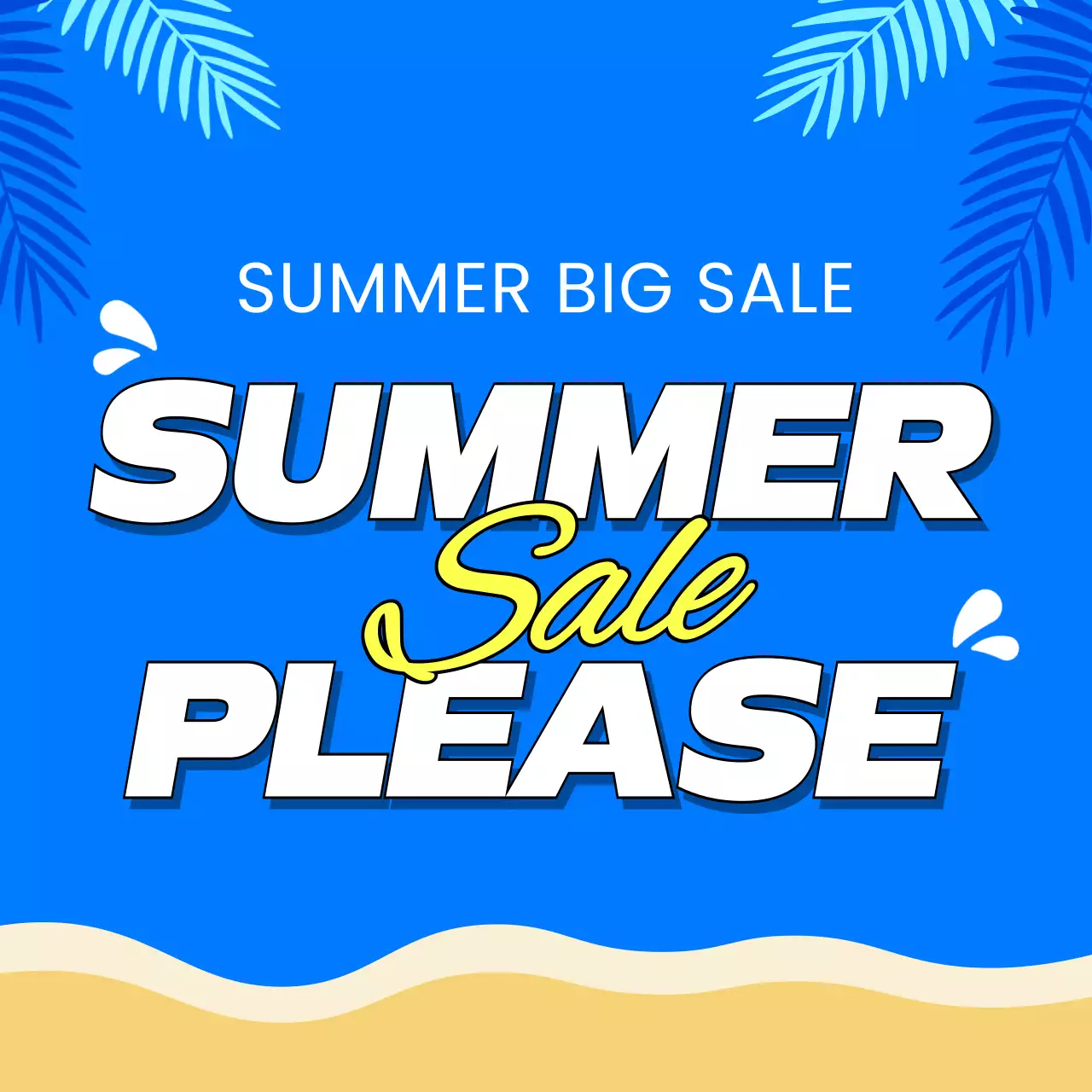 Summer event main title with blue and yellow accents