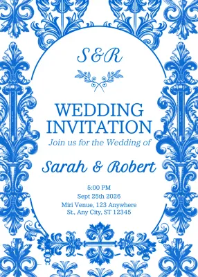 Blue Classic Wedding Invitation