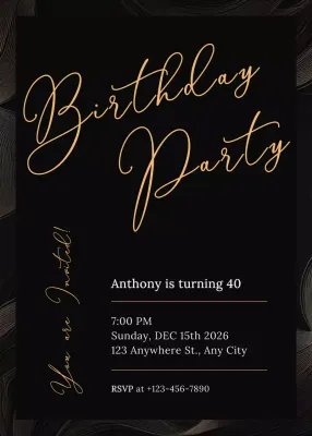 Black Fancy Birthday Party Invitation