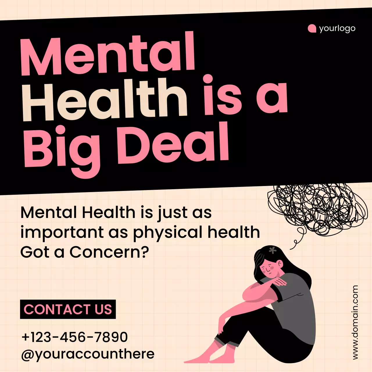 Pink Modern Mental Health Promotion Social Media Post