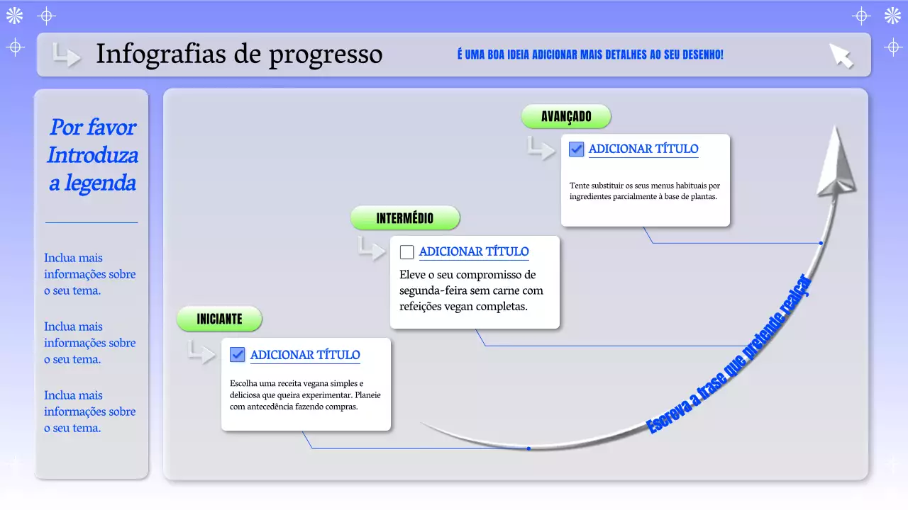 layout infográfico de progresso simples azul e cinzento