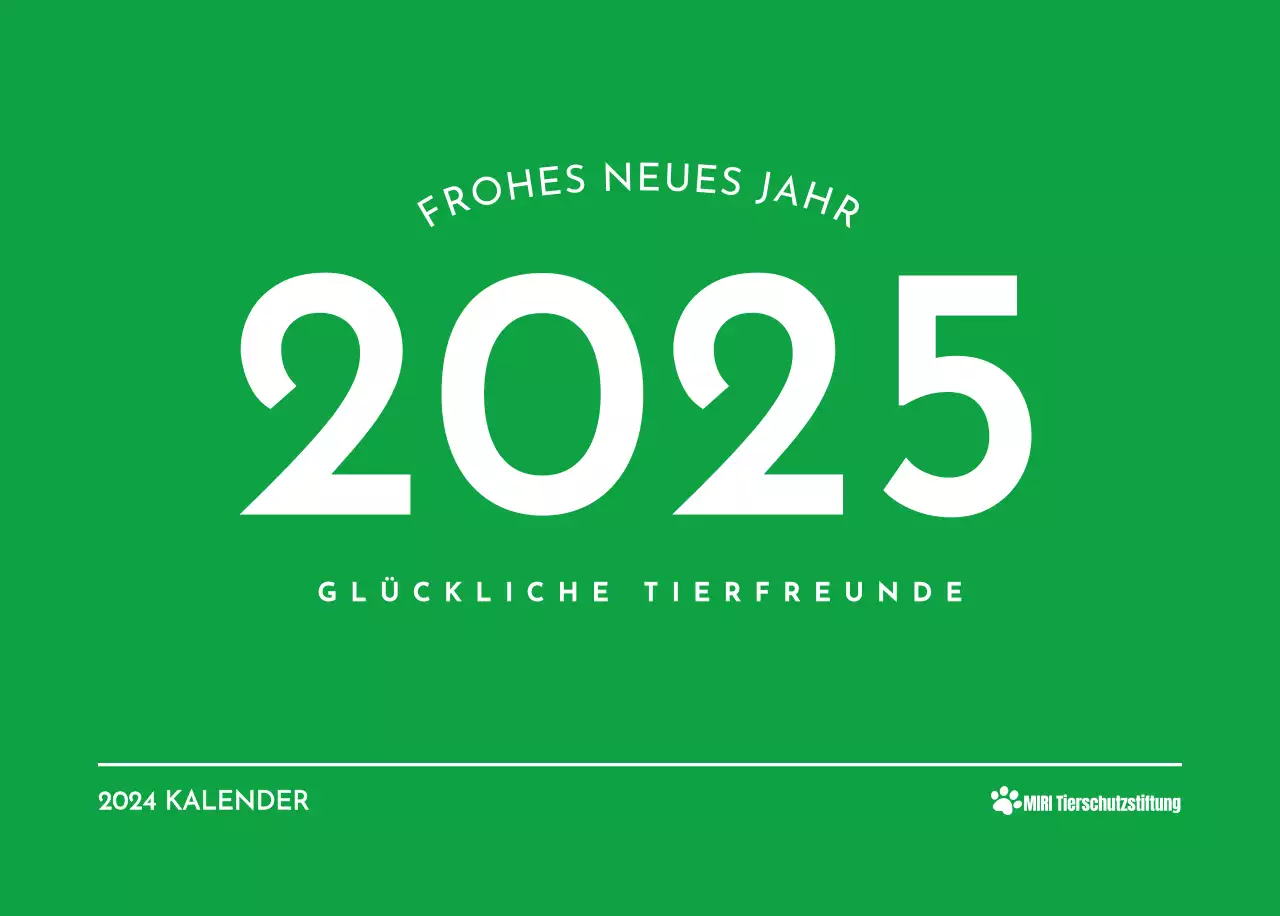 Ein Kalender mit einem Welpenfoto und einer süßen Botschaft in grüner Akzentfarbe