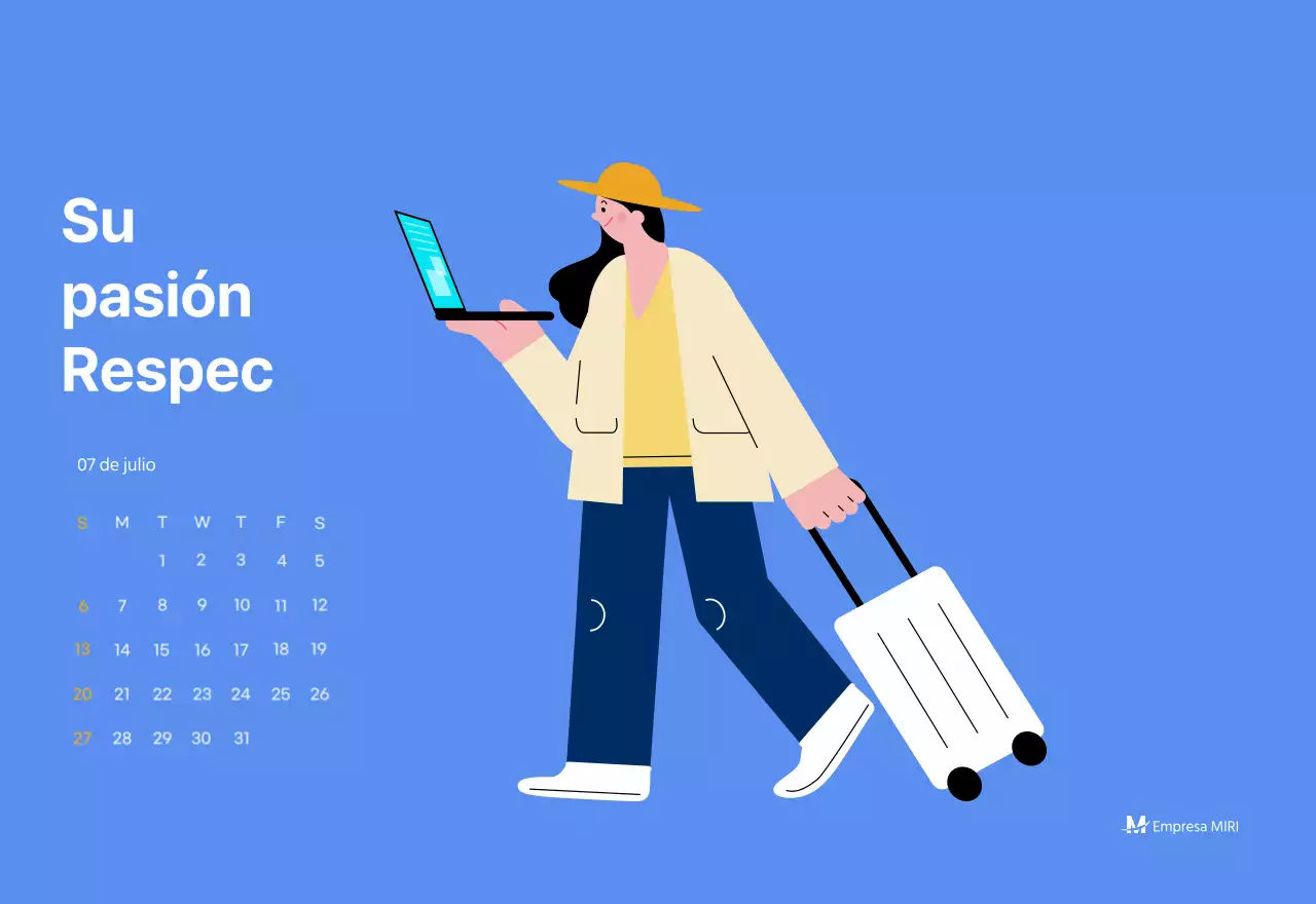 Calendario motivacional con ilustraciones llenas de energía y citas positivas sobre fondo azul claro