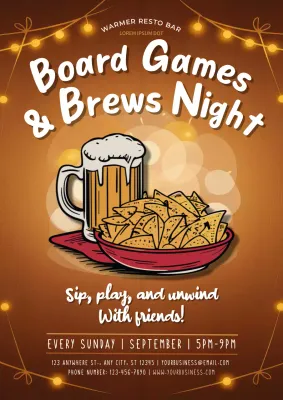 Cartaz promocional de bar retrô laranja