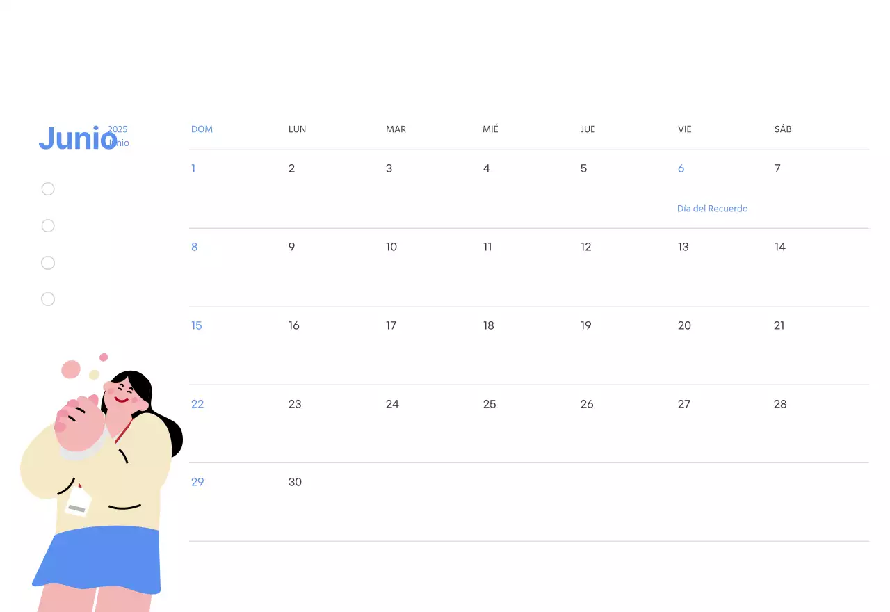 Calendario motivacional con ilustraciones llenas de energía y citas positivas sobre fondo azul claro