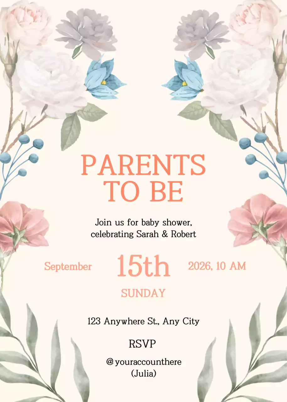 Thiệp mời tiệc mừng em bé chào đời màu be