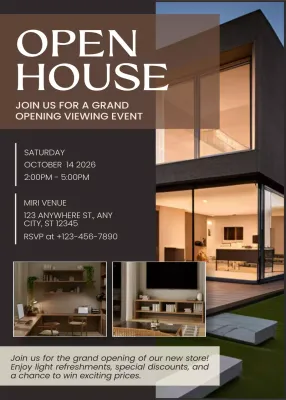 Brown Modern Open House Event Poster
