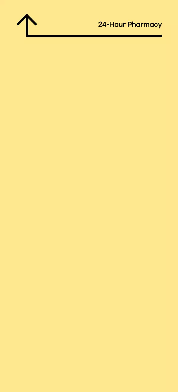 A clear, yellow, 24-hour pharmacy guide