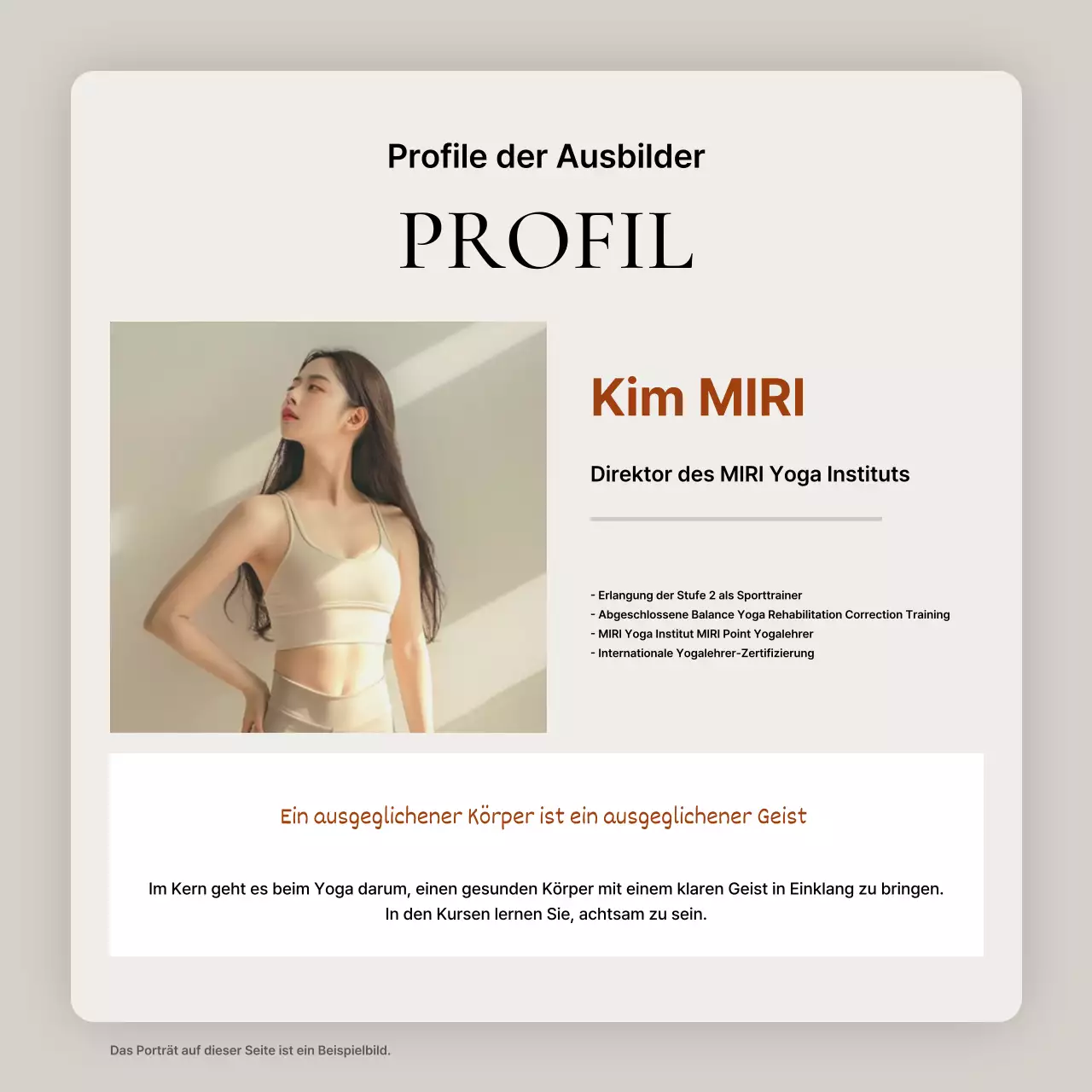 Förderung des modernen Yoga in Beige