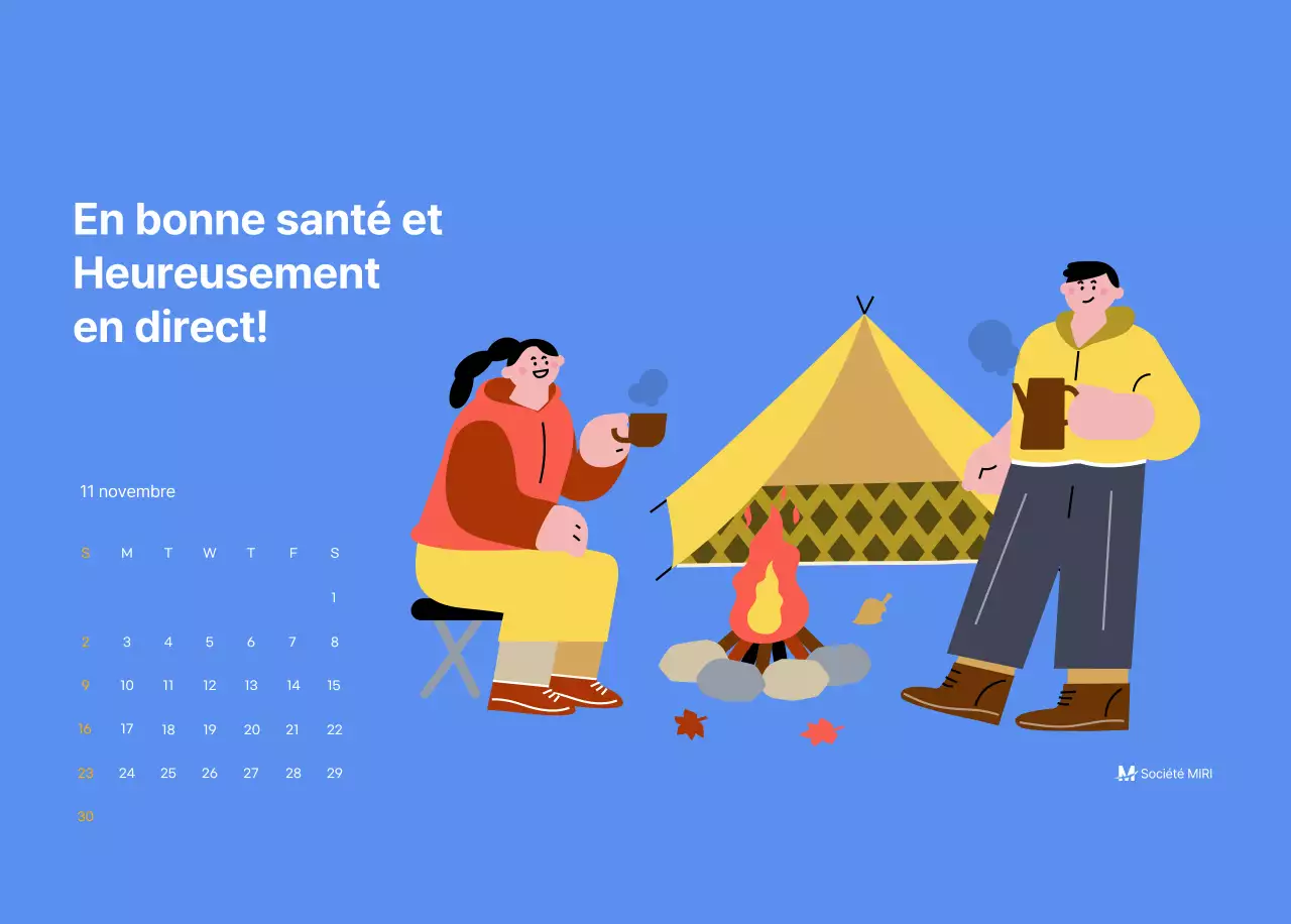 Calendrier de motivation avec des illustrations énergiques et des citations positives sur un fond bleu clair