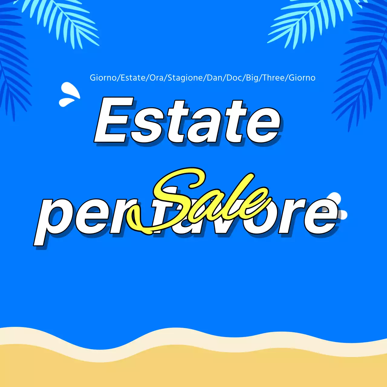 Titolo principale dell'evento estivo con accenti blu e gialli