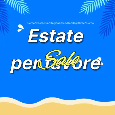 Titolo principale dell'evento estivo con accenti blu e gialli