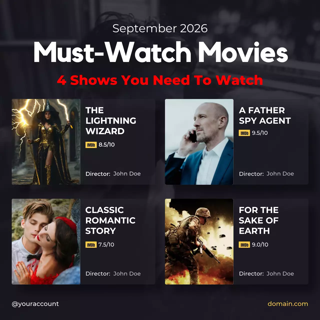 Black Modern Movie Promotion Social Media Post