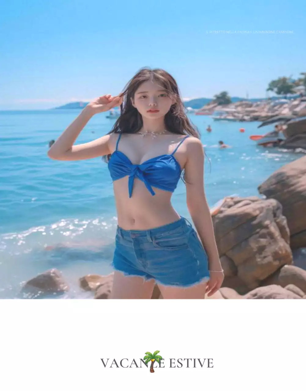 Concetto di emoji di tendenza per le vacanze estive in blu e azzurro per promuovere la moda