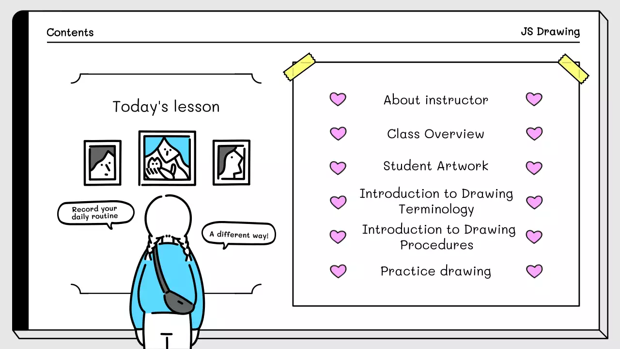 Yellow Simple Drawing Course Invitation Presentation