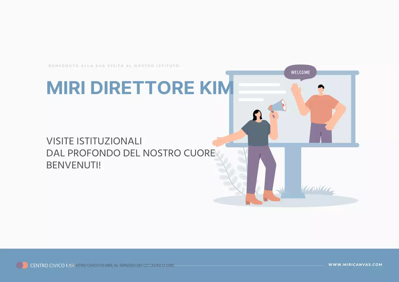 Un semplice cartello di benvenuto in azzurro e arancione