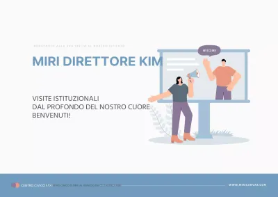 Un semplice cartello di benvenuto in azzurro e arancione