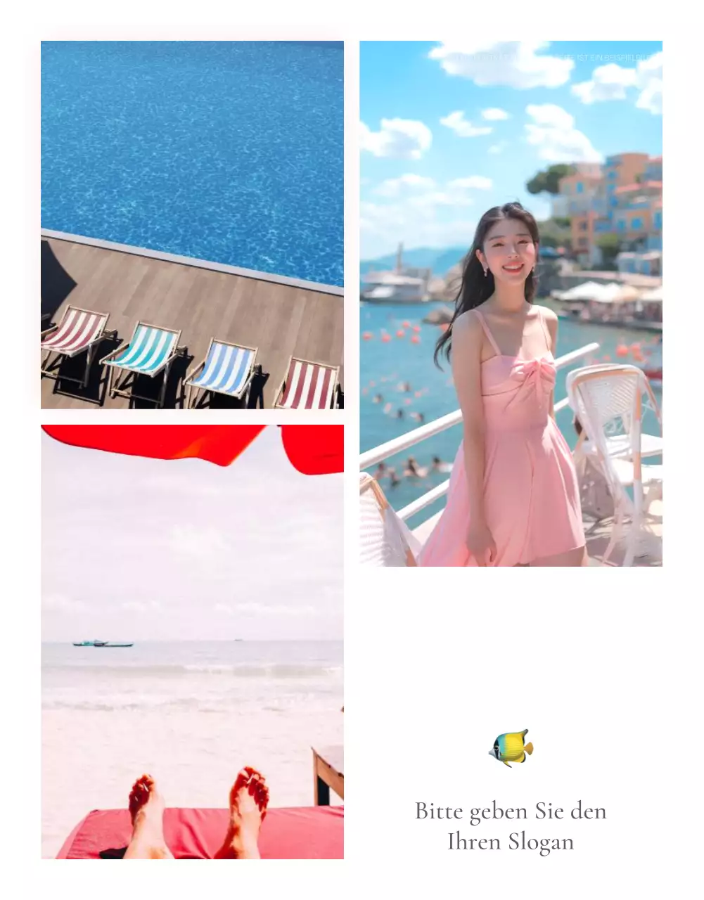 Trendiges Sommerurlaubs-Emoji-Konzept in Blau und Hellblau zur Förderung der Mode