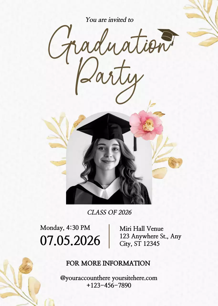 White Elegant Graduation Invitation Poster