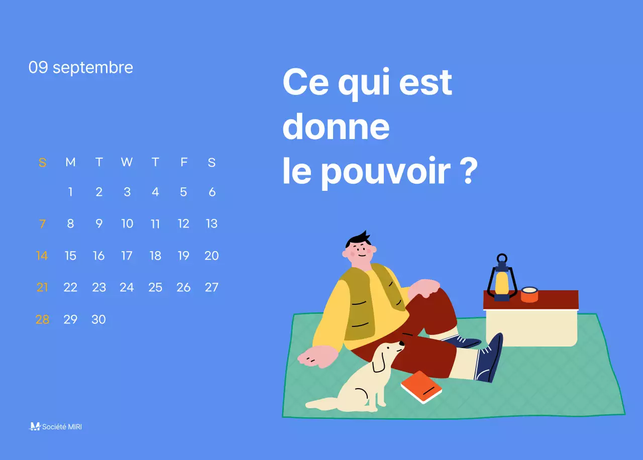 Calendrier de motivation avec des illustrations énergiques et des citations positives sur un fond bleu clair