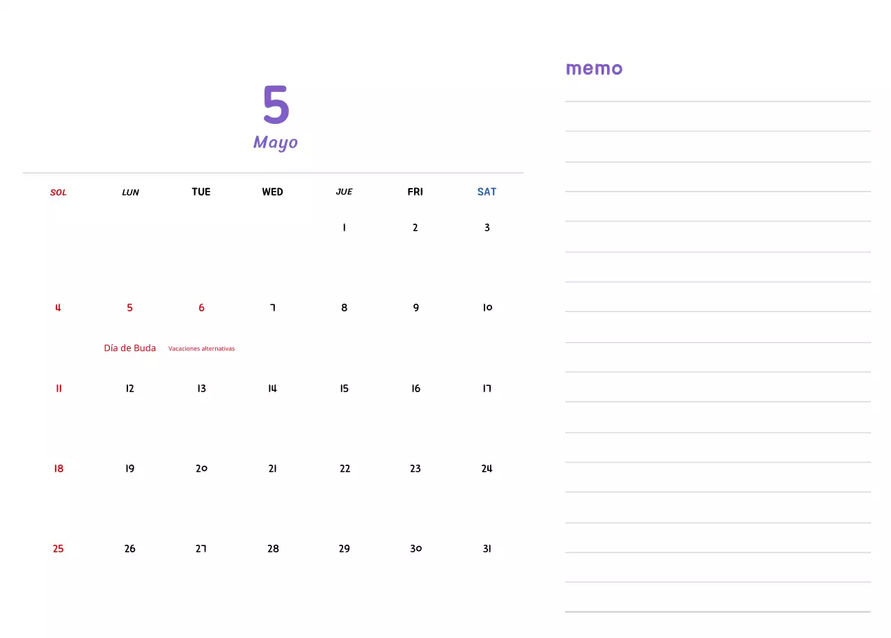 Calendario de Año Nuevo con simpáticas ilustraciones