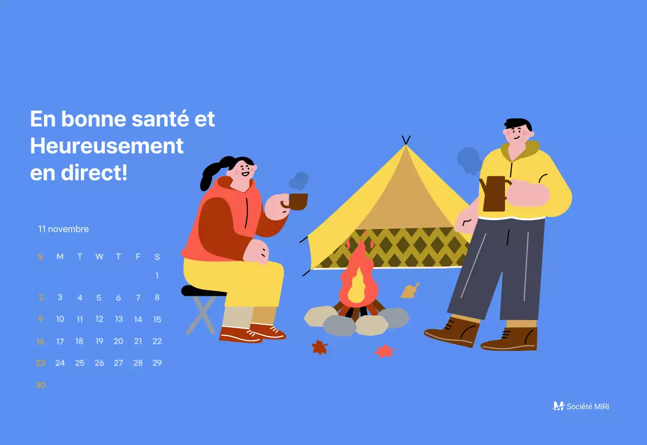 Calendrier de motivation avec des illustrations énergiques et des citations positives sur un fond bleu clair