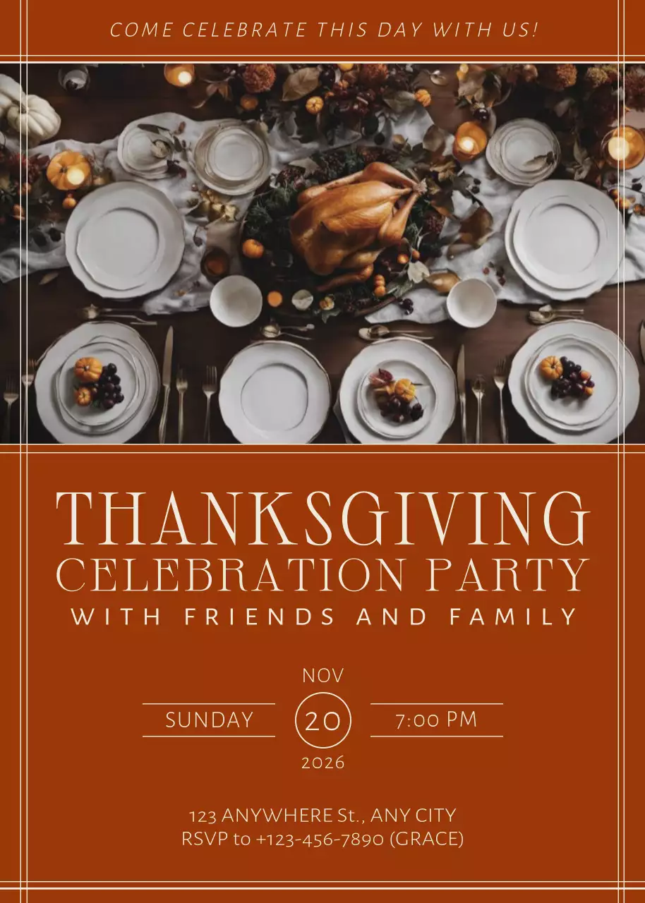 Lời mời mừng Lễ Tạ ơn cổ điển màu cam