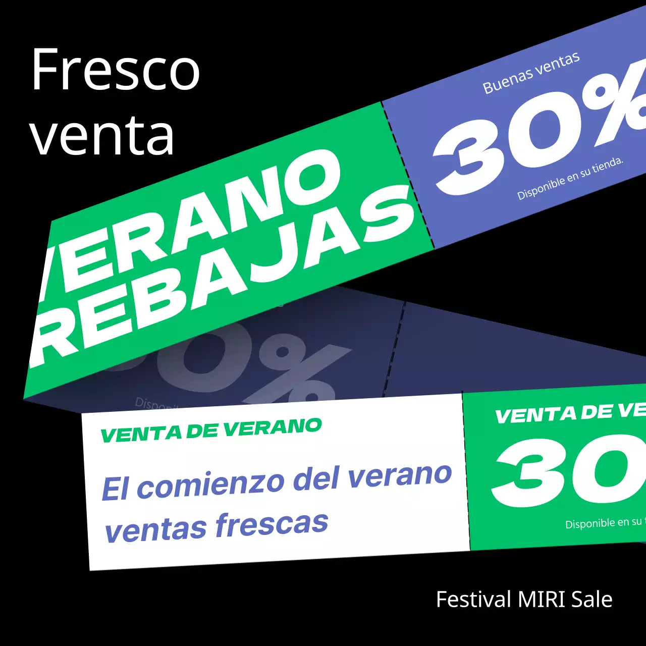 Una colección de rebajas de verano con toques morados y verdes