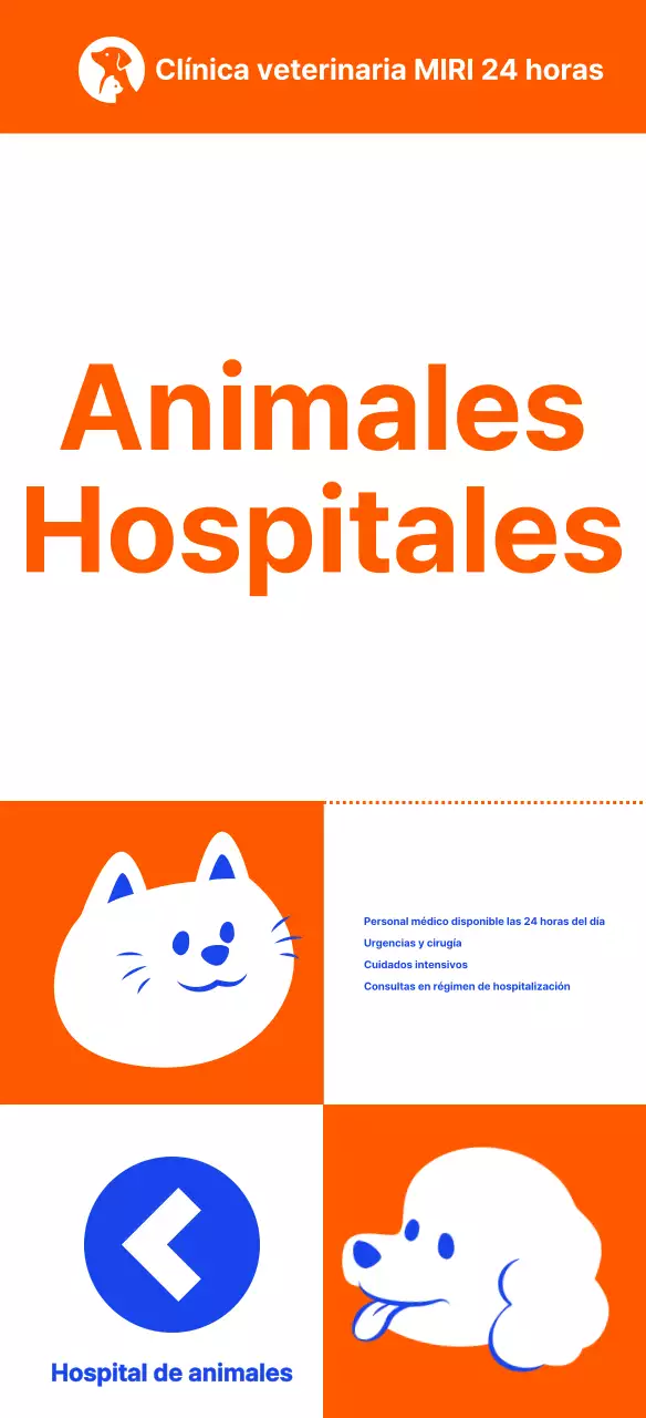 Ilustración sencilla de una mascota en la señalización de una clínica veterinaria de un día para otro