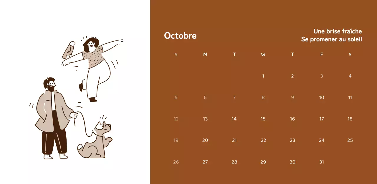 Calendriers avec illustrations colorées et émotionnelles