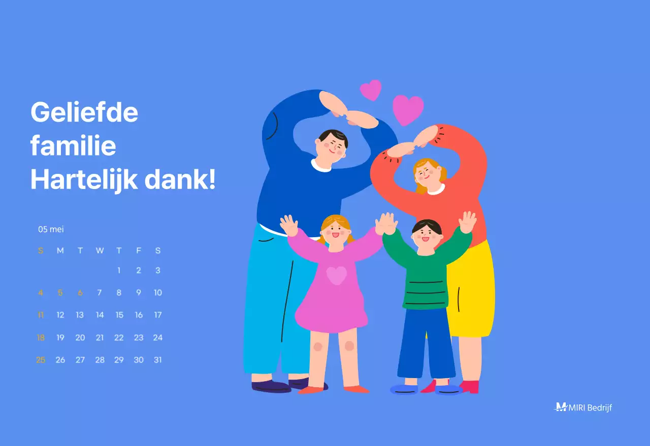 Motiverende kalender met energieke illustraties en positieve citaten op een lichtblauwe achtergrond