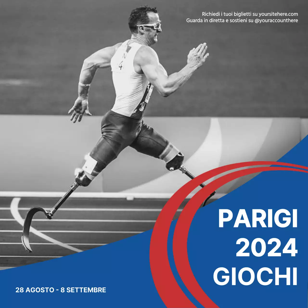 Un'audace pubblicità blu e rossa per le Olimpiadi di Parigi 2024